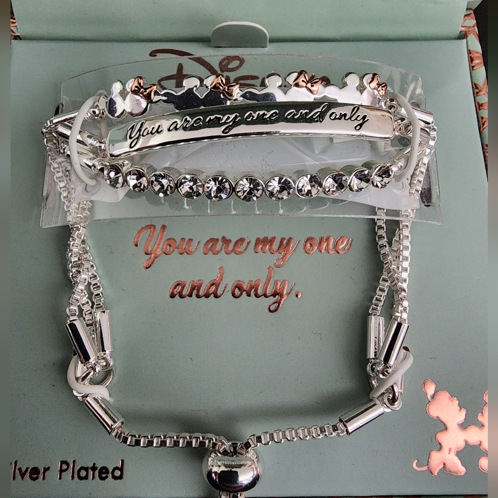 NWT Disney Mickey Silver You are My One and Only Bracelet - Picture 1 of 6